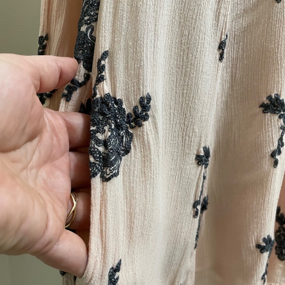 Free‎ People Emma Austin Floral Embroidered Tunic Mini Swing Dress Pink Boho S - Picture 6 of 12